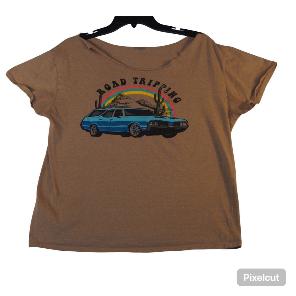 Vintage Brisco T Shirt Men Large Brown Road Tripping Graphic Station Wagon Retro